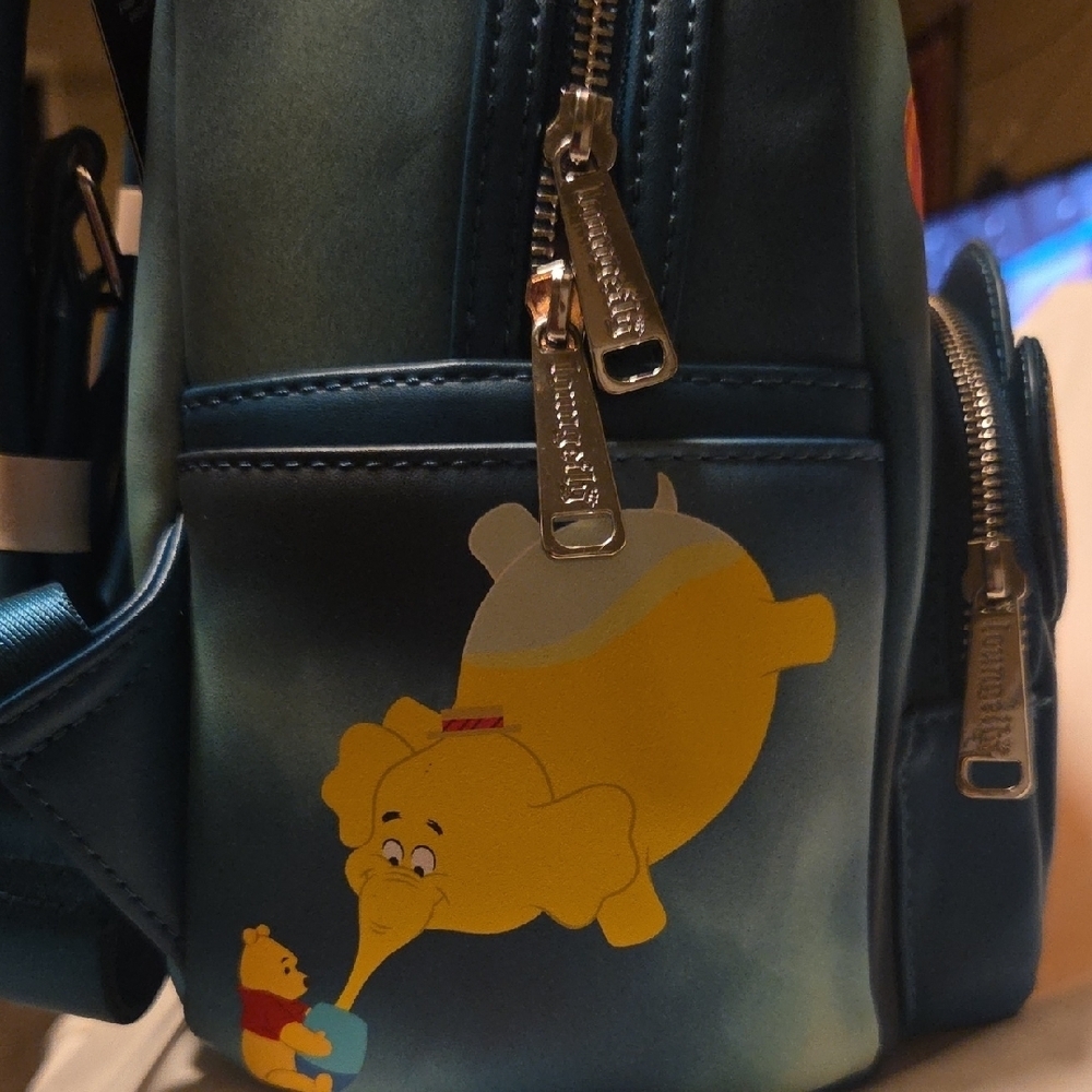 Loungefly Blue and Gold Winnie the Pooh Kids Backpack - Picture 3 of 11